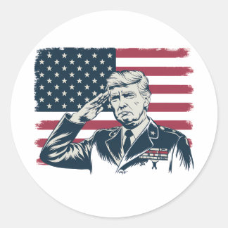 Happy 4th Of July Trump American Flag Classic Round Sticker