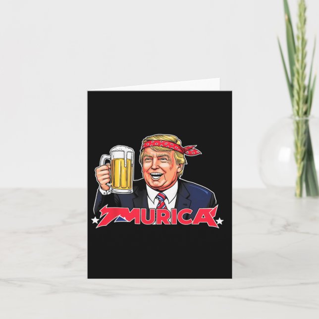 Happy 4th Of July Trump American Flag Merica Trump Card (Front)
