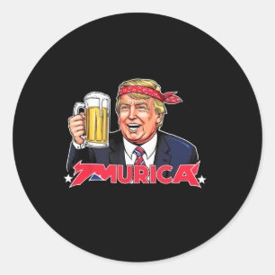 Happy 4th Of July Trump American Flag Merica Trump Classic Round Sticker