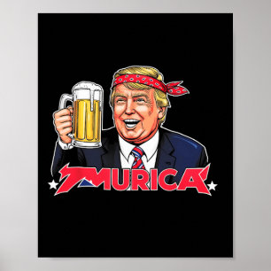 Happy 4th Of July Trump American Flag Merica Trump Poster