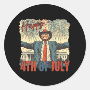 Happy 4th Of July Trump Independence Day 1  Classic Round Sticker