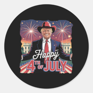 Happy 4th Of July Trump Independence Day  Classic Round Sticker