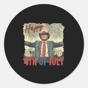 Happy 4th Of July Trump Independence Day Classic Round Sticker