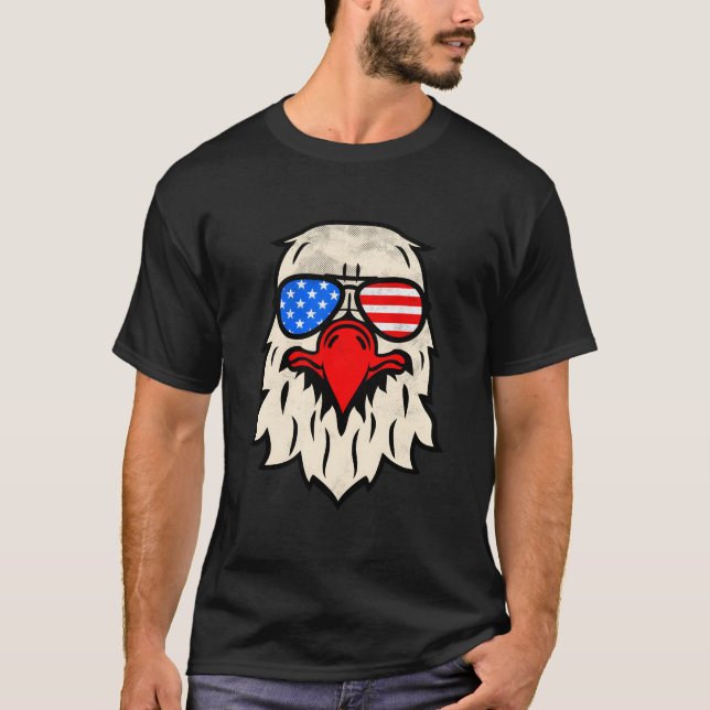 Happy 4Th Of July Us Flag Sunglasses American Patr T-Shirt (Front)