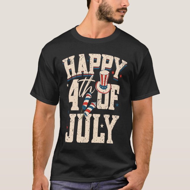 Happy 4th Of July  USA 4th Of July American Flag   T-Shirt (Front)