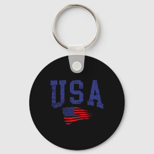 Happy 4th Of July Usa Flag American Proud Red Whit Key Ring