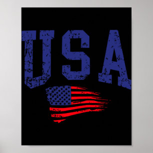 Happy 4th Of July Usa Flag American Proud Red Whit Poster