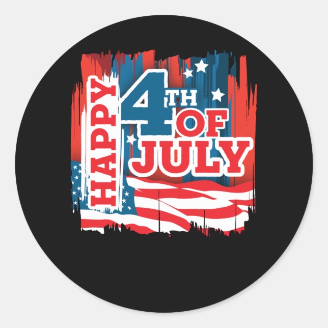 Happy 4th of July - USA flag Classic Round Sticker (Front)