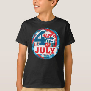 Happy 4th of July - USA flag Colour T-Shirt