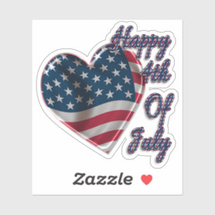 Happy 4th of July USA Flag Heart