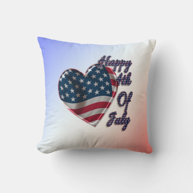 Happy 4th of July USA Flag Heart Cushion (Front)