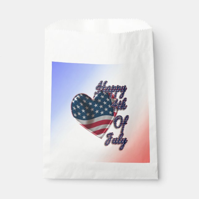 Happy 4th of July USA Flag Heart Favour Bags (Front)