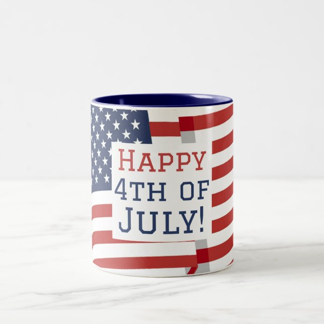 Happy 4th of July USA Independence Day gift Two-Tone Coffee Mug (Center)