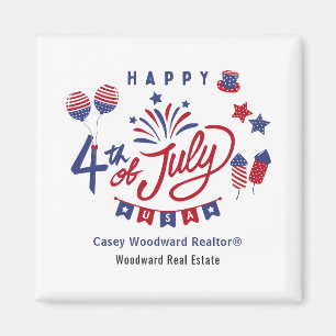 Happy 4th of July USA   Real Estate Marketing  Magnet