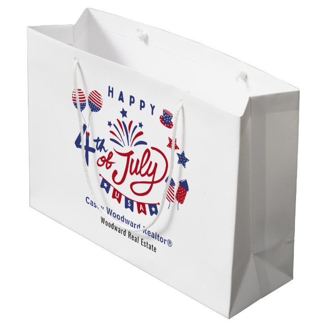 Happy 4th of July USA | Real Estate Thank You Large Gift Bag (Back Angled)