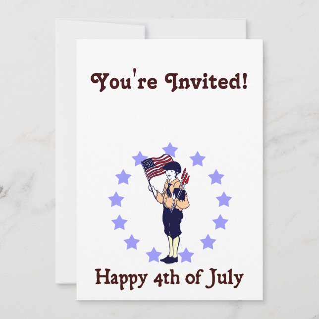 Happy 4th of July Vintage Art Invitation Template (Front)