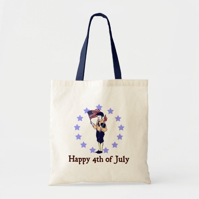 Happy 4th of July Vintage Art Tote Bag (Front)