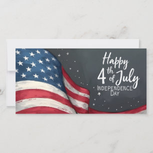 Happy 4th of July Vintage Flag Illustration Art