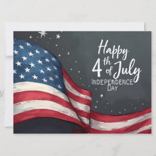 Happy 4th of July Vintage Flag Illustration Art