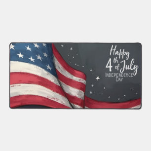Happy 4th of July Vintage Flag Illustration Art Desk Mat
