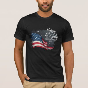 Happy 4th of July Vintage Flag Illustration Art T-Shirt