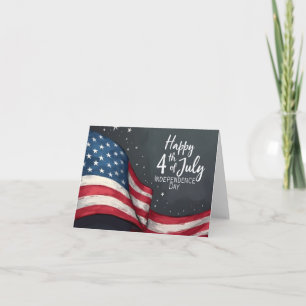 Happy 4th of July Vintage Flag Illustration Art Thank You Card