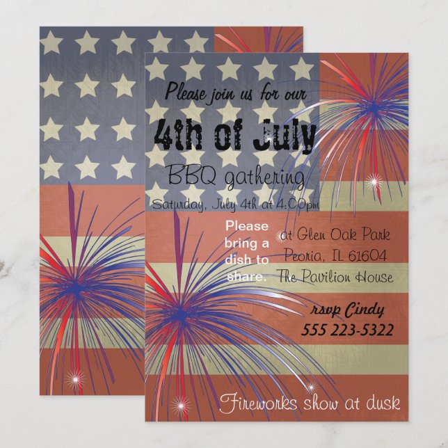 Happy 4th of July | Vintage Invitation (Front/Back)