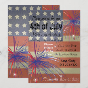 Happy 4th of July   Vintage Invitation