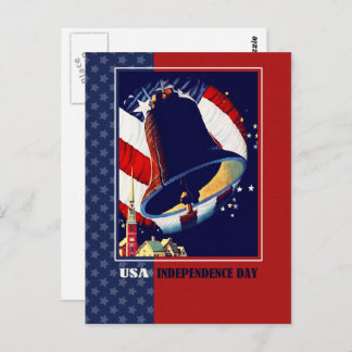 Happy 4th of July. Vintage Liberty Bell Patriotic Postcard