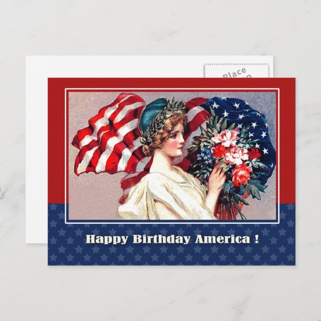 Happy 4th of July. Vintage Patriotic Design Postcard (Front/Back)