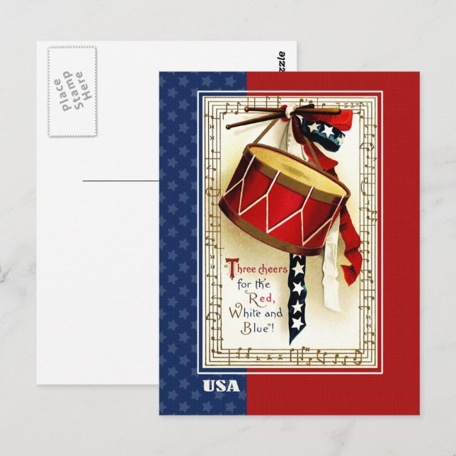 Happy 4th of July. Vintage Patriotic Design  Postcard (Front/Back)