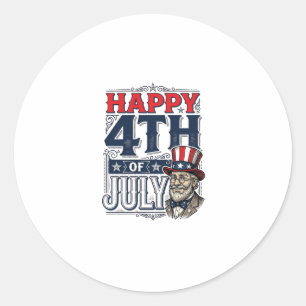 Happy 4th of July Vintage Patriotic Shirt Design_1 Classic Round Sticker