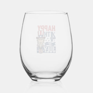 Happy 4th Of July Vintage Patriotic Uncle Shirt_1 Stemless Wine Glass
