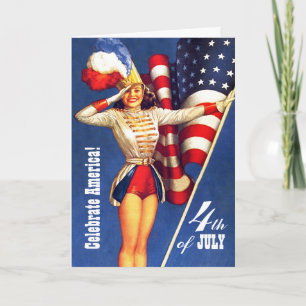 Happy 4th of July. Vintage Pin-up Design Cards