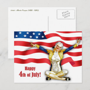 Happy 4th of July. Vintage Pin-up Design Postcards