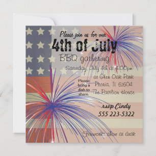 Happy 4th of July   Vintage Style Invitation