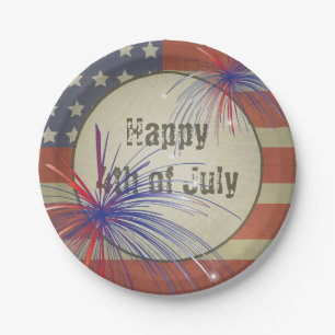 Happy 4th of July   Vintage Style Paper Plate