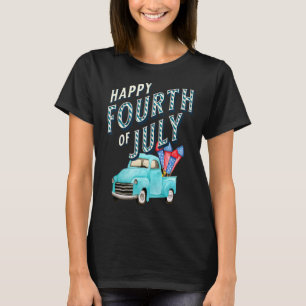 Happy 4th Of July Vintage Sunset Vintage Truck Blu T-Shirt