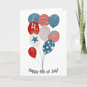 Happy 4th of July watercolor balloons Card