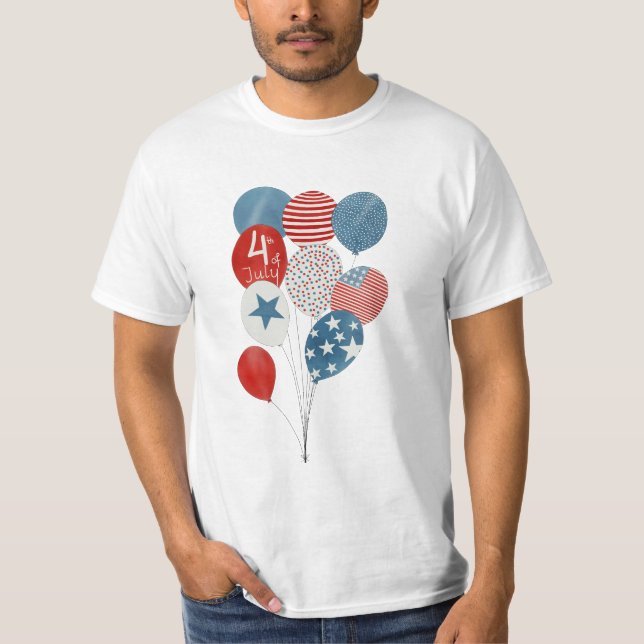 Happy 4th of July watercolor balloons T-Shirt (Front)