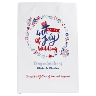 Happy 4th of July Wedding Congratulations Custom  Medium Gift Bag