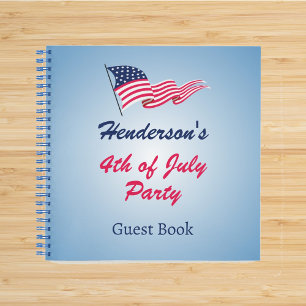 Happy 4th of July with American flag Guest Book