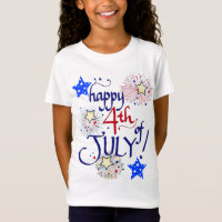Happy 4th of July! with fireworks and stars