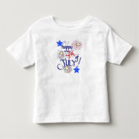 Happy 4th of July! with fireworks and stars