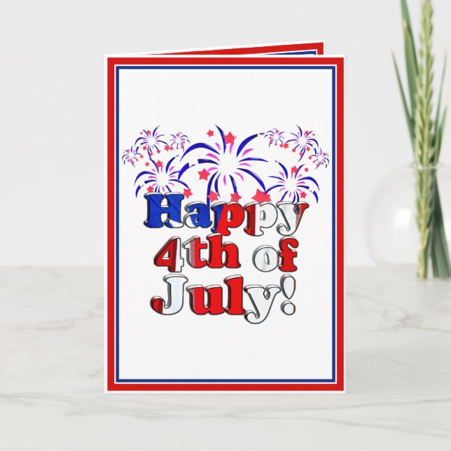 Happy 4th of July with Fireworks Card (Front)