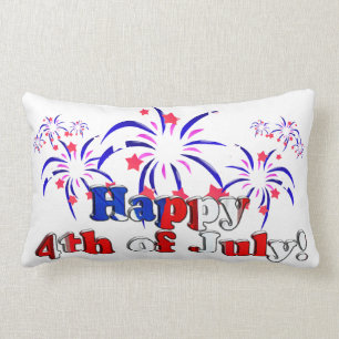 Happy 4th of July with Fireworks Lumbar Cushion