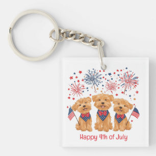 Happy 4th Of July Yorkie Dogs Key Ring