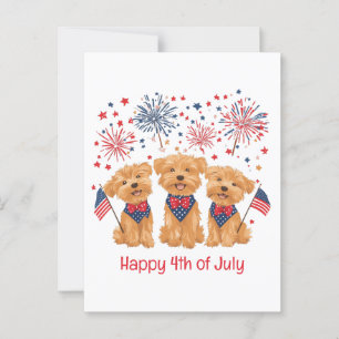 Happy 4th Of July Yorkie Dogs Postcard