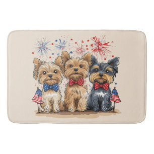 Happy 4th Of July Yorkshire Terrier Dogs Bath Mat