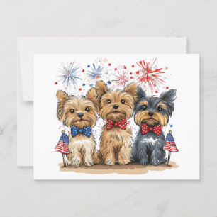 Happy 4th Of July Yorkshire Terrier Dogs Postcard